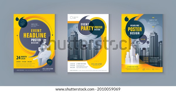 Business Leaflet Brochure Flyer template Design\
Set. Corporate Flyer Template A4 Size, Abstract Black and Yellow\
Speech Bubbles, Corporate book cover design template, leaflet,\
Booklet, cover,\
banner