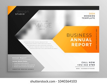business leaflet presentation template design in orange geometric shape