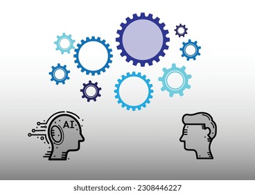 business learning concept Conversation between humans and artificial intelligence vector illustration. use for design.