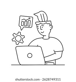Ilustrações do outline do vetor de aprendizado de negócios. Arquivo EPS 10