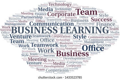 Business Learning word cloud. Collage made with text only.