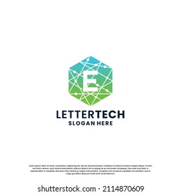 business letter E logo design for technology, lab, science, computing company