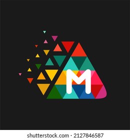 Business letter M vector company logo design. Letter M logo vector template with colorful triangle motif. 
