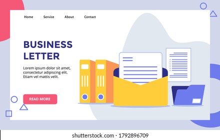 Business letter mail background of file folder holder campaign for web website home homepage landing page template banner with modern flat style