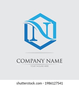 Business  letter N logo vector illustration design template on the gray background