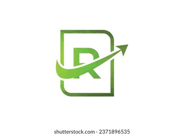 Business letter R with arrow chart logo vector icon illustration