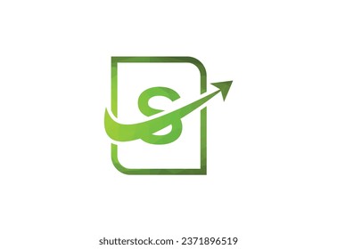 Business letter S with arrow chart logo vector icon illustration
