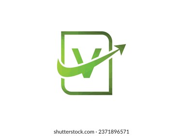 Business letter V with arrow chart logo vector icon illustration