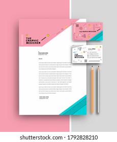 Business letterhead with business card templates design, Vector illustration.