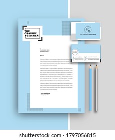 Business letterhead with business card templates design, Vector illustration.