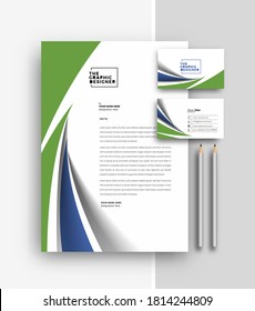 Business letterhead with business card templates design, Vector illustration.