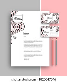 Business letterhead with business card templates design, Vector illustration.