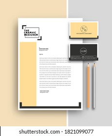 Business letterhead with business card templates design, Vector illustration.