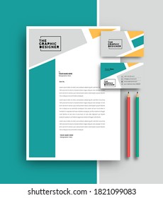 Business letterhead with business card templates design, Vector illustration.