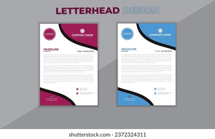Business letterhead design Corporate letterhead design. Template vector illustration template in A4 size modern Graphic design layout with round graphic elements 8.27x11.69, a4 size.