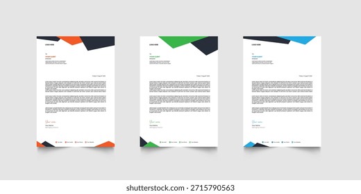 Entwurfsvorlage für Geschäftsbriefpapier. Kreative moderne Briefkopf Design Vorlage für Ihr Projekt. Briefkopf, Briefkopf, Business Briefkopf Design.