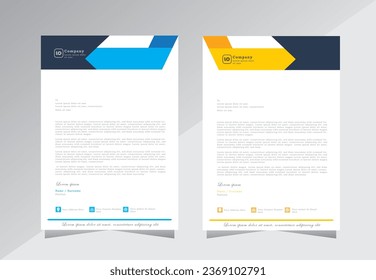 business letterhead design templates. company letterhead design, modern and simple letterhead design, a4 letterhead template with blue and yellow color - vector eps 10.