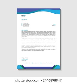 Business letterhead, Letterhead template with various colors, Modern company letterhead template design