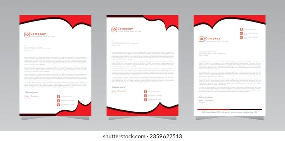 business letterhead templates. modern and simple letterhead design, letterhead tempalte with red color - vector