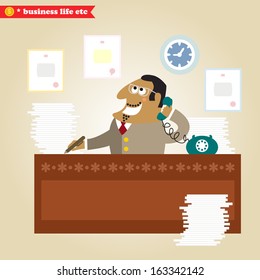 Business life. Big boss got good news vector illustration