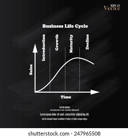 Business Life Cycle On Chalkboard,product Life Cycle Chart .life Cycle Concept