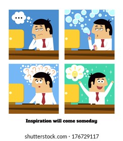 Business life. Inspiration or creative idea will come vector illustration