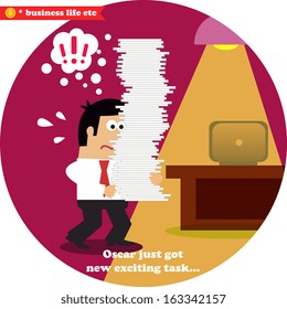 Business life. Making a project presentation report vector illustration