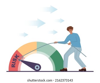 Business or life risk concept. Challenge, danger or difficulty to overcome. Fearless character trying to find a balance. ropewalker equilibrium walk on high tight rope.
