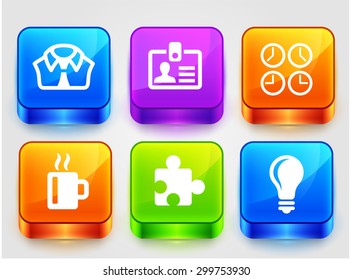 Business Lifestyle on Color Square Buttons