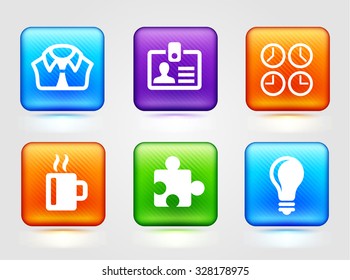Business Lifestyle on Colorful Square Buttons