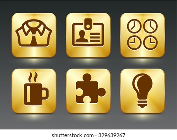 Business Lifestyle on Gold Square Buttons