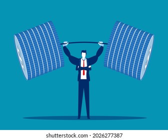 Business lifting money weight. Business vector illustration concept