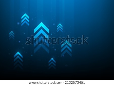 business light arrow digital up on blue dark background. business achieve growth to success. speed increase and motivation technology concept. vector illustration fantastic digial design. 