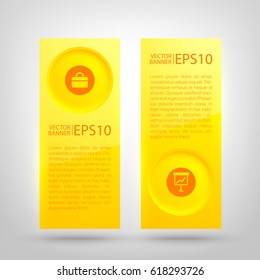 Business light vertical banners with text circles and icons on gray background isolated vector illustration