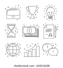 Business line design icons, finance and marketing collection