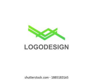 business line and green shape logo design template