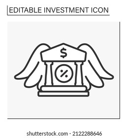  Business line icon. Banking. Government building for investitions.Investment concept. Isolated vector illustration. Editable stroke