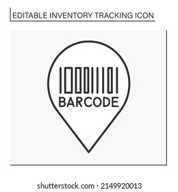  Business line icon. Barcode for tracking location of cargo. Inventory tracking concept. Isolated vector illustration. Editable stroke