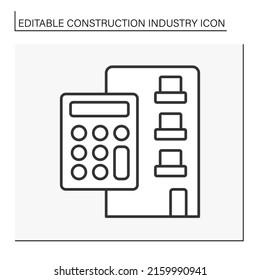  Business line icon. Calculation of free living places for rent.Construction industry concept. Isolated vector illustration. Editable stroke