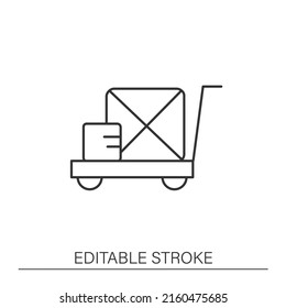  Business line icon. Cargo delivery. Parcels. Logistic service. Inventory tracking concept. Isolated vector illustration. Editable stroke