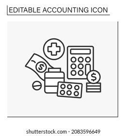 Business line icon. Pharmacy bookkeeping service. Customized reports about business strategies. Accounting concept. Isolated vector illustration. Editable stroke