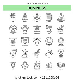Business Line Icon Set - 25 Dashed Outline Style