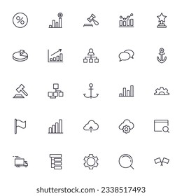 Business line icon set. Collection of commerce uotline sighn for web design, mobile app, UI design, etc. Dark blue line symbol of finance on white background.