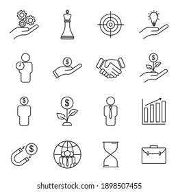 Business line icon set. simple design editable. Design template vector