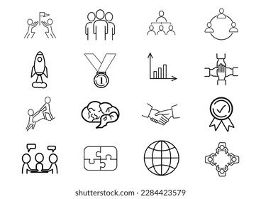 Icono de línea de negocio conjunto ilustración vectorial