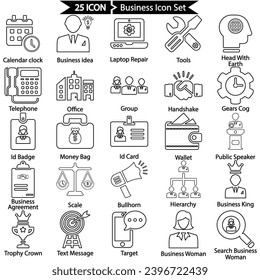 Business Line Icon Set, Vector Graphics