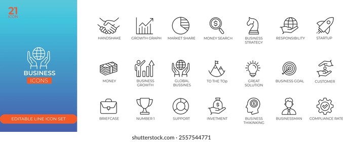 Business Line Icon Set - vector illustration design. Thin outline icons pack. Vector illustration.