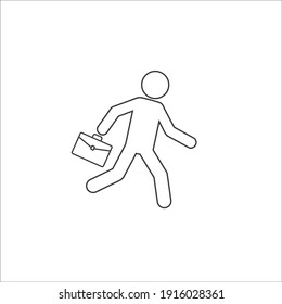 Business line icon vector illustration of a businessman running with briefcase, business, energetic, dynamic concept