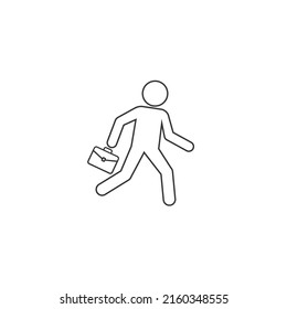 Business line icon vector illustration of a businessman running with briefcase, business, energetic, dynamic concept flat sign