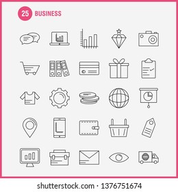 Business Line Icon for Web, Print and Mobile UX/UI Kit. Such as: World, Gift, Delivery, Transport, Gift, Box, Deliver, Camera, Pictogram Pack. - Vector